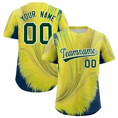 Green White Fluid Feather Graffiti Baseball Jersey