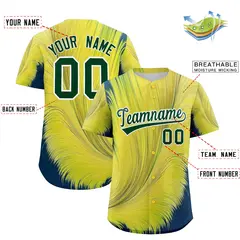 Green White Fluid Feather Graffiti Baseball Jersey 2