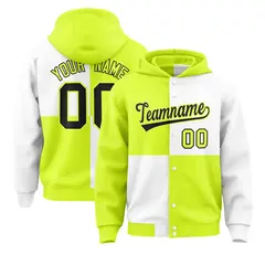 Green White Four Squares Color Block Varsity Letterman Jacket Hoodie