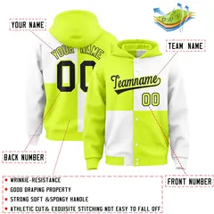 Green White Four Squares Color Block Varsity Letterman Jacket Hoodie 4