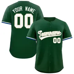 Green White Full Button Authentic Baseball Jersey 1
