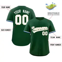 Green White Full Button Authentic Baseball Jersey 2
