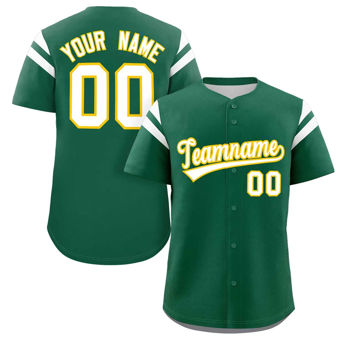 Green White Full Button Classic Baseball Jersey