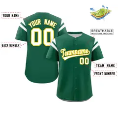 Green White Full Button Classic Baseball Jersey 2