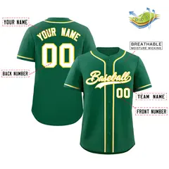 Green White-Gold Authentic Classic Baseball Jersey 2