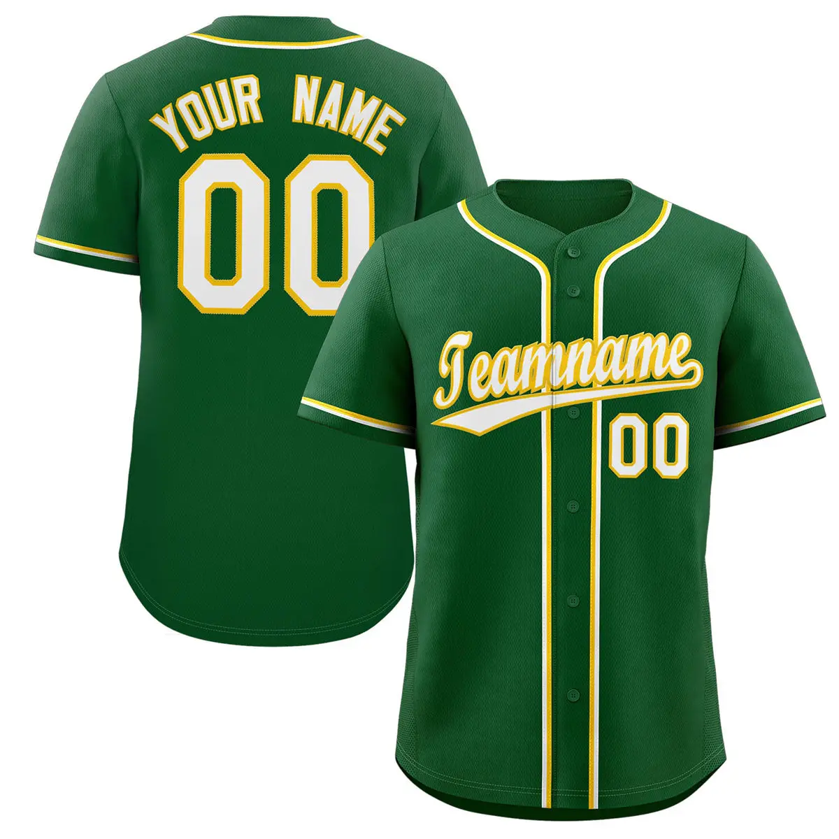 Green White-Gold Authentic Classic Baseball Jersey