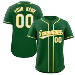 Green White-Gold Authentic Classic Baseball Jersey