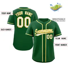 Green White-Gold Authentic Classic Baseball Jersey 2