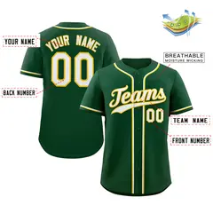Green White-Gold Authentic Classic Baseball Jersey 2