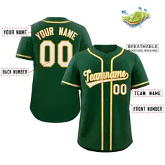 Green White-Gold Authentic Classic Baseball Jersey 2