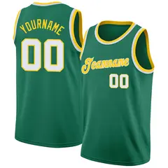 Green White-Gold Classic Athletic Casual Basketball Jersey 1