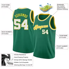 Green White-Gold Classic Athletic Casual Basketball Jersey 2