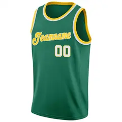 Green White-Gold Classic Athletic Casual Basketball Jersey 5