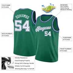 Green White-Gold Classic Athletic Casual Basketball Jersey 2
