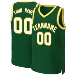 Green White-Gold Classic Basketball Jersey 1