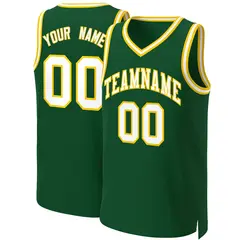 Green White-Gold Classic Basketball Jersey 1