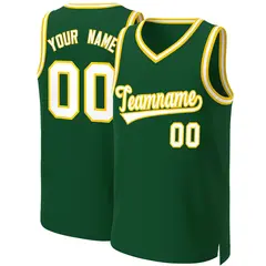 Green White-Gold Classic Basketball Jersey 1