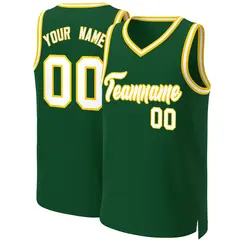 Green White-Gold Classic Basketball Jersey 1