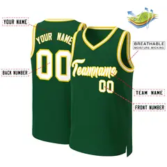 Green White-Gold Classic Basketball Jersey 2