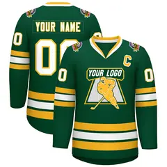 Green White-Gold Classic Style Hockey Jersey 1