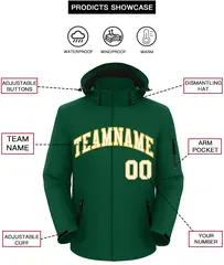 Green White-Gold Classic Style Waterproof Jacket 2