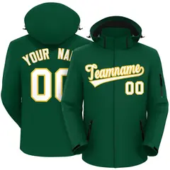 Green White-Gold Classic Style Waterproof Jacket