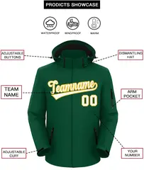 Green White-Gold Classic Style Waterproof Jacket 2