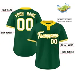 Green White-Gold Classic Two-Button Softball Jersey 2