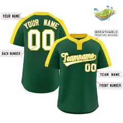 Green White-Gold Classic Two-Button Softball Jersey 2