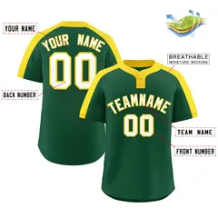 Green White-Gold Classic Two-Button Softball Jersey 2