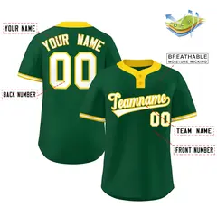 Green White-Gold Classic Two-Button Softball Jersey 2