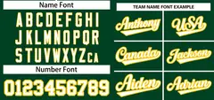 Green White-Gold Classic Two-Button Softball Jersey 3