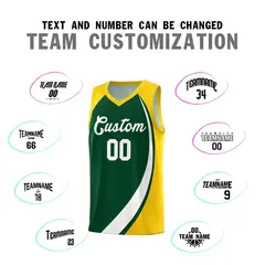 Green White-Gold Color Block Basketball Jersey 3