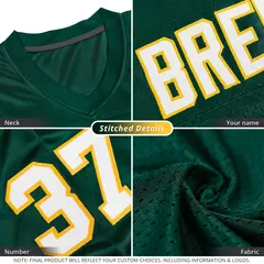 Green White-Gold Mesh Football Jersey 4