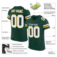 Green White-Gold Mesh Football Jersey 6