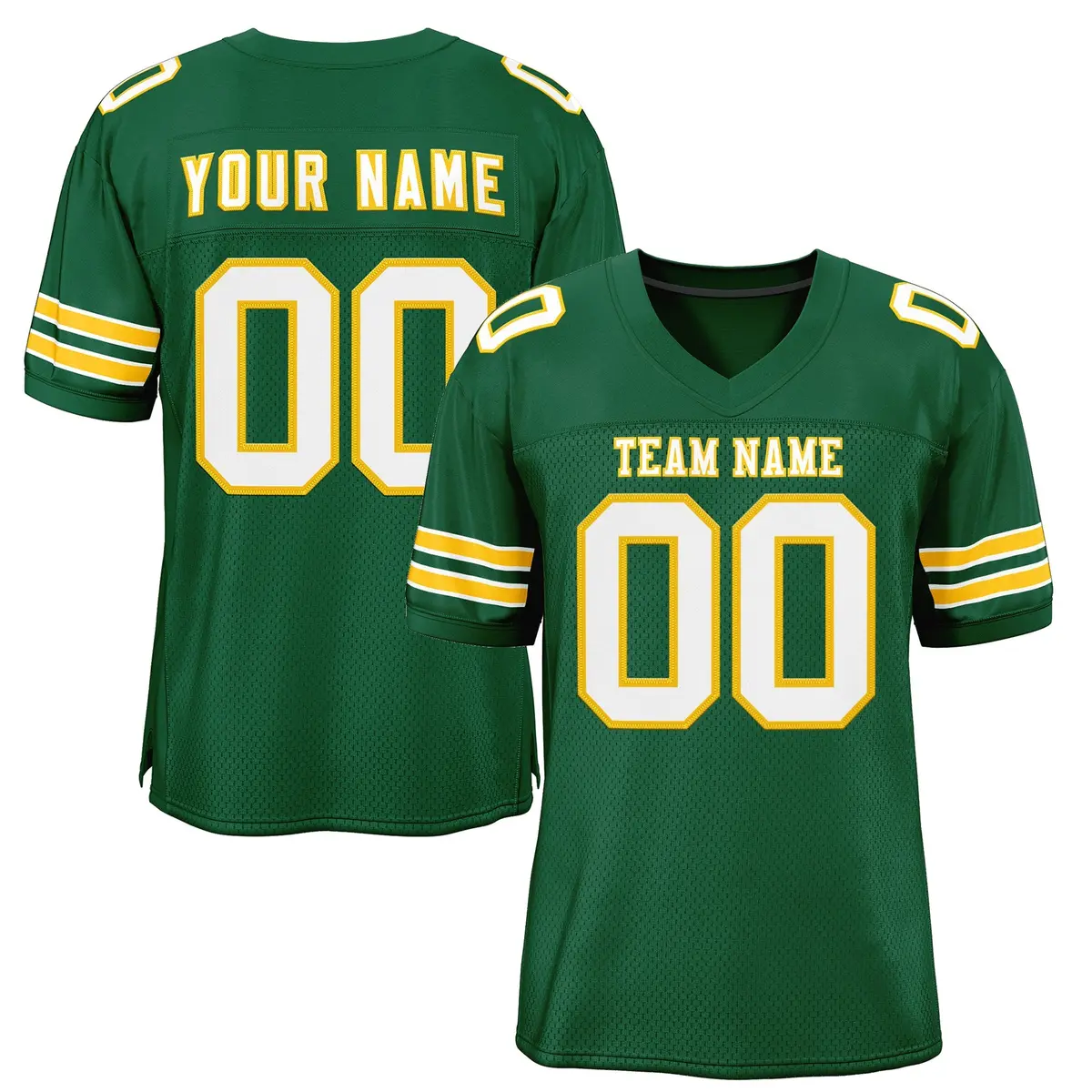 Green White-Gold Mesh Football Jersey