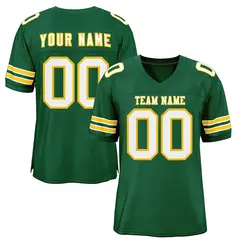 Green White-Gold Mesh Football Jersey