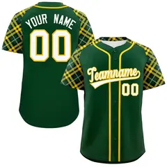 Green White-Gold Raglan Sleeves Authentic Baseball Jersey