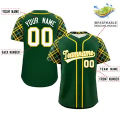 Green White-Gold Raglan Sleeves Authentic Baseball Jersey 2