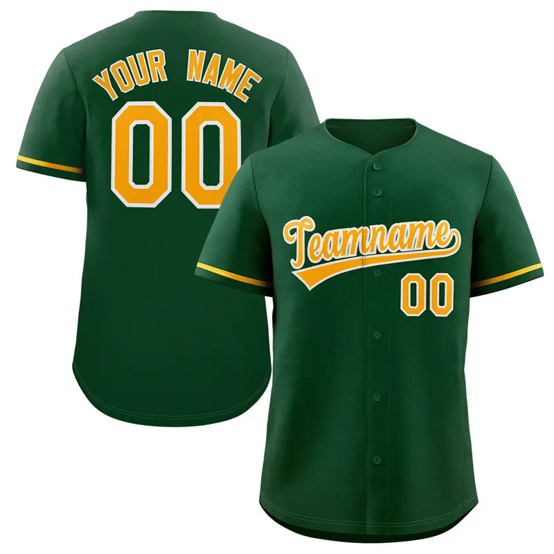 Green White-Gold Solid Classic Authentic Baseball Jersey