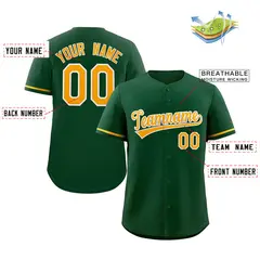 Green White-Gold Solid Classic Authentic Baseball Jersey 2