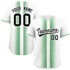 Green White Gradient Lapel Fashion Baseball Jersey 1