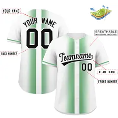Green White Gradient Lapel Fashion Baseball Jersey 2