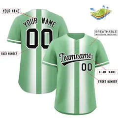 Green White Gradient Lapel Fashion Baseball Jersey 2