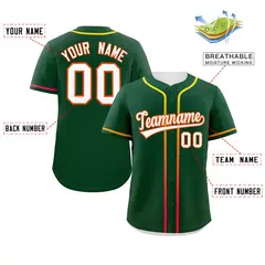 Green White Gradient Ribbed Authentic Baseball Jersey 2