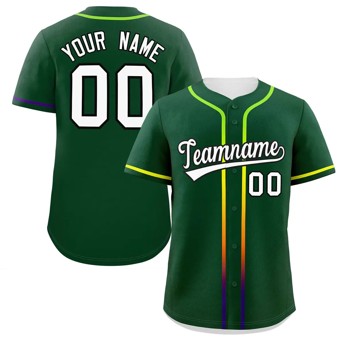 Green White Gradient Ribbed Authentic Baseball Jersey