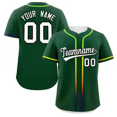 Green White Gradient Ribbed Authentic Baseball Jersey 1