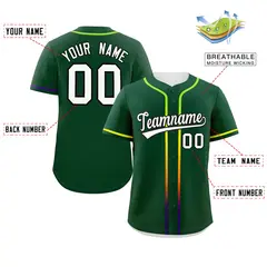 Green White Gradient Ribbed Authentic Baseball Jersey 2
