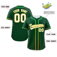 Green White Gradient Ribbed Authentic Baseball Jersey 2