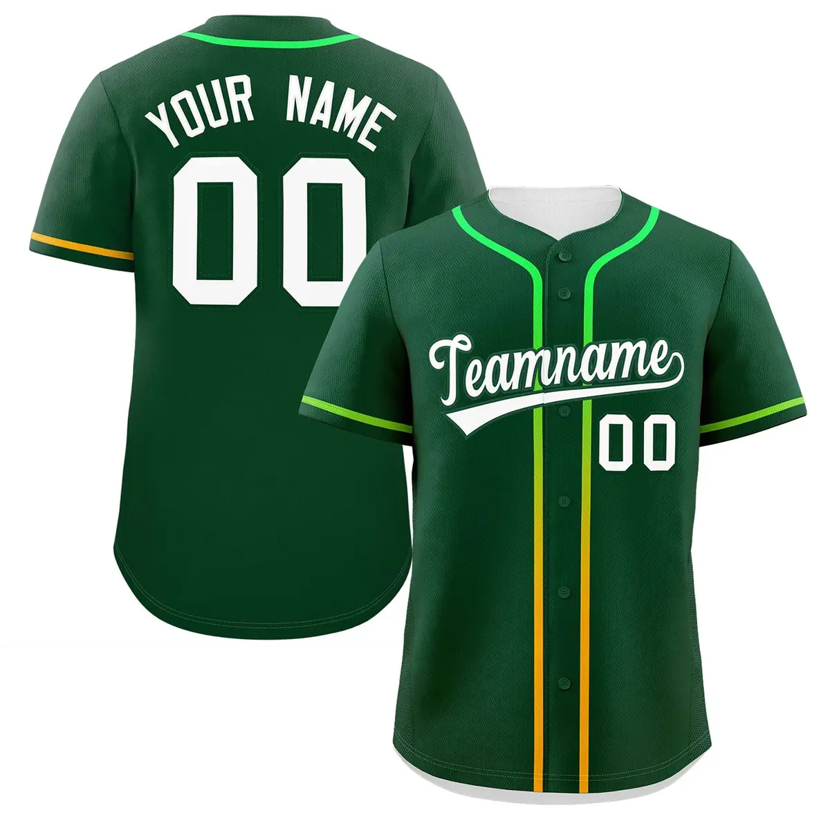 Green White Gradient Ribbed Authentic Baseball Jersey
